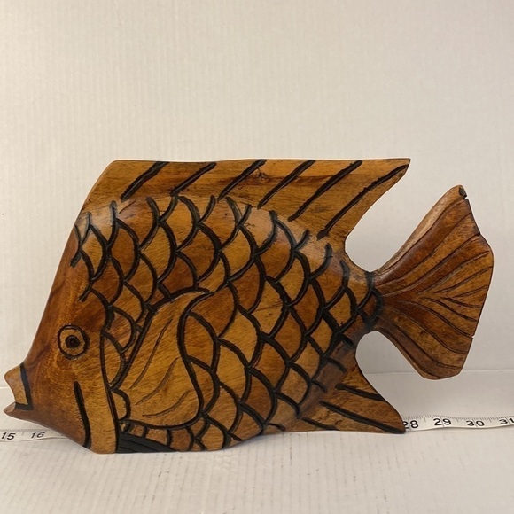 Carved wooden fish, large figurine wood decor animal vintage handmade - Picture 2 of 10